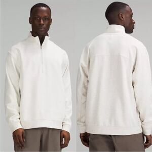 Lululemon French Terry Oversized Half Zip Heathered Bone Gray Sweatshirt- Medium